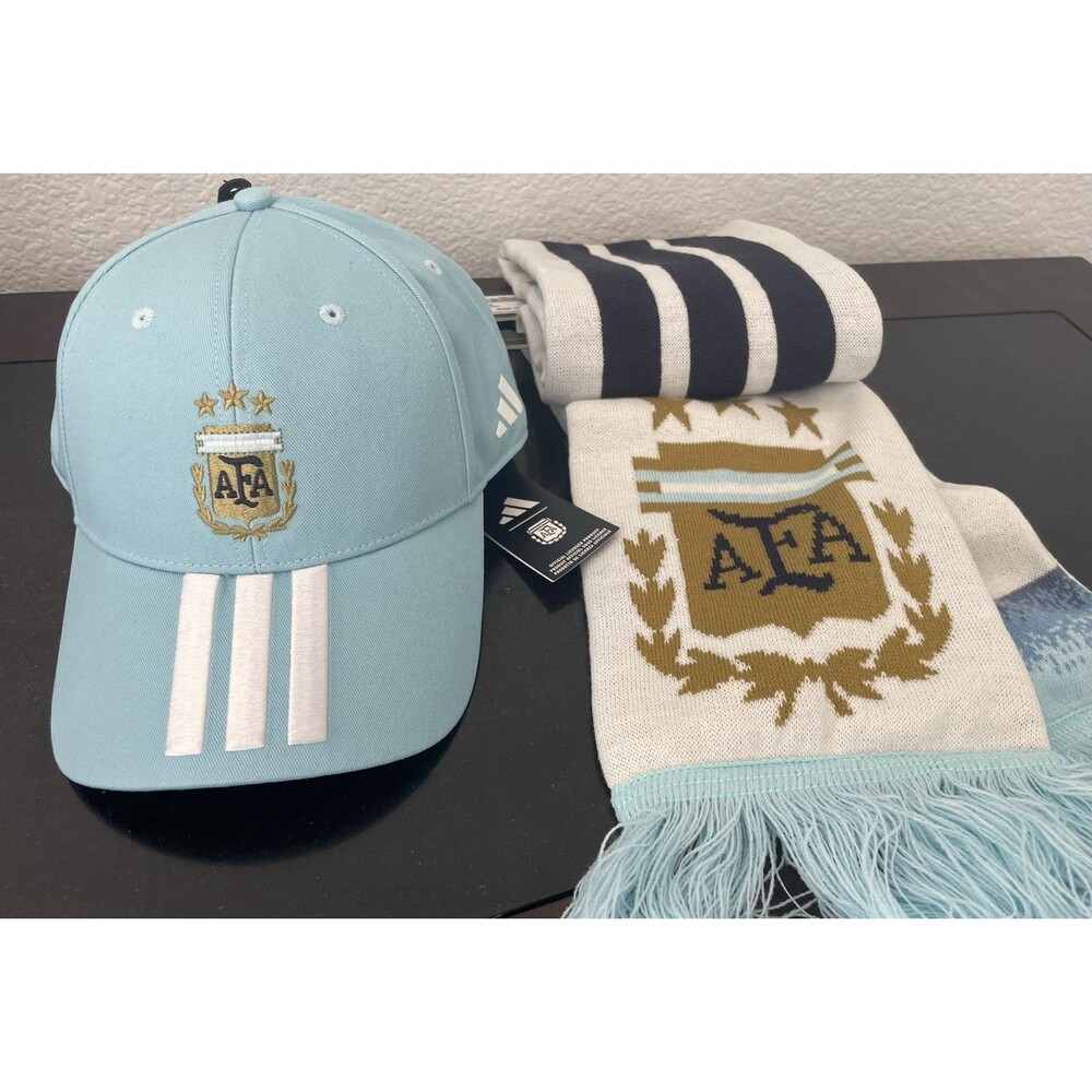 Adidas Argentina Soccer National Team Hat & Scarf Combo 2026 FIFA World Cup NWT